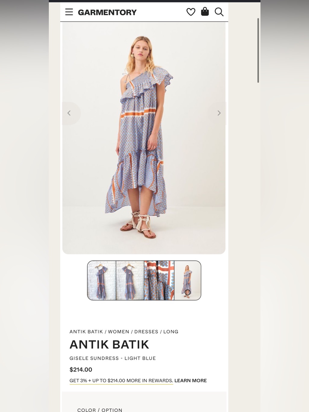 Antik Batik Light Blue One-Shoulder Ruffled Sundress With Orange Trim
